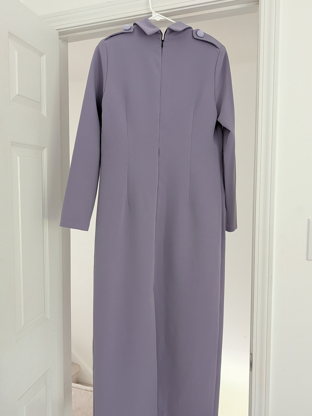 Lavender Long-Sleeve Maxi Dress with Structured Collar - Picture 3 of 5